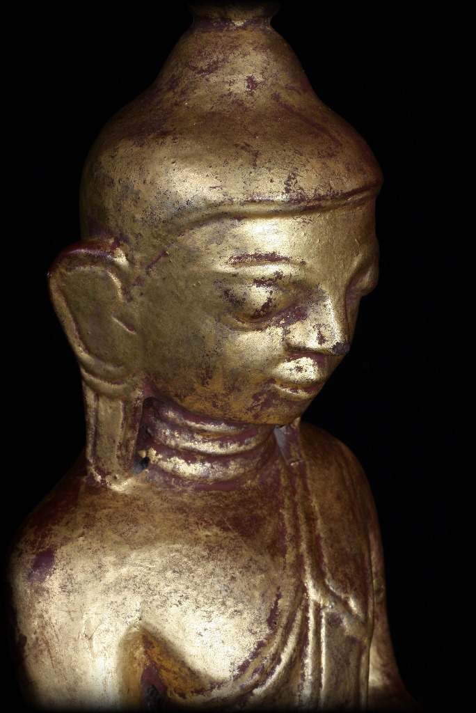 Extremely Rare 19C Wood Burma Madalay Buddha #A038